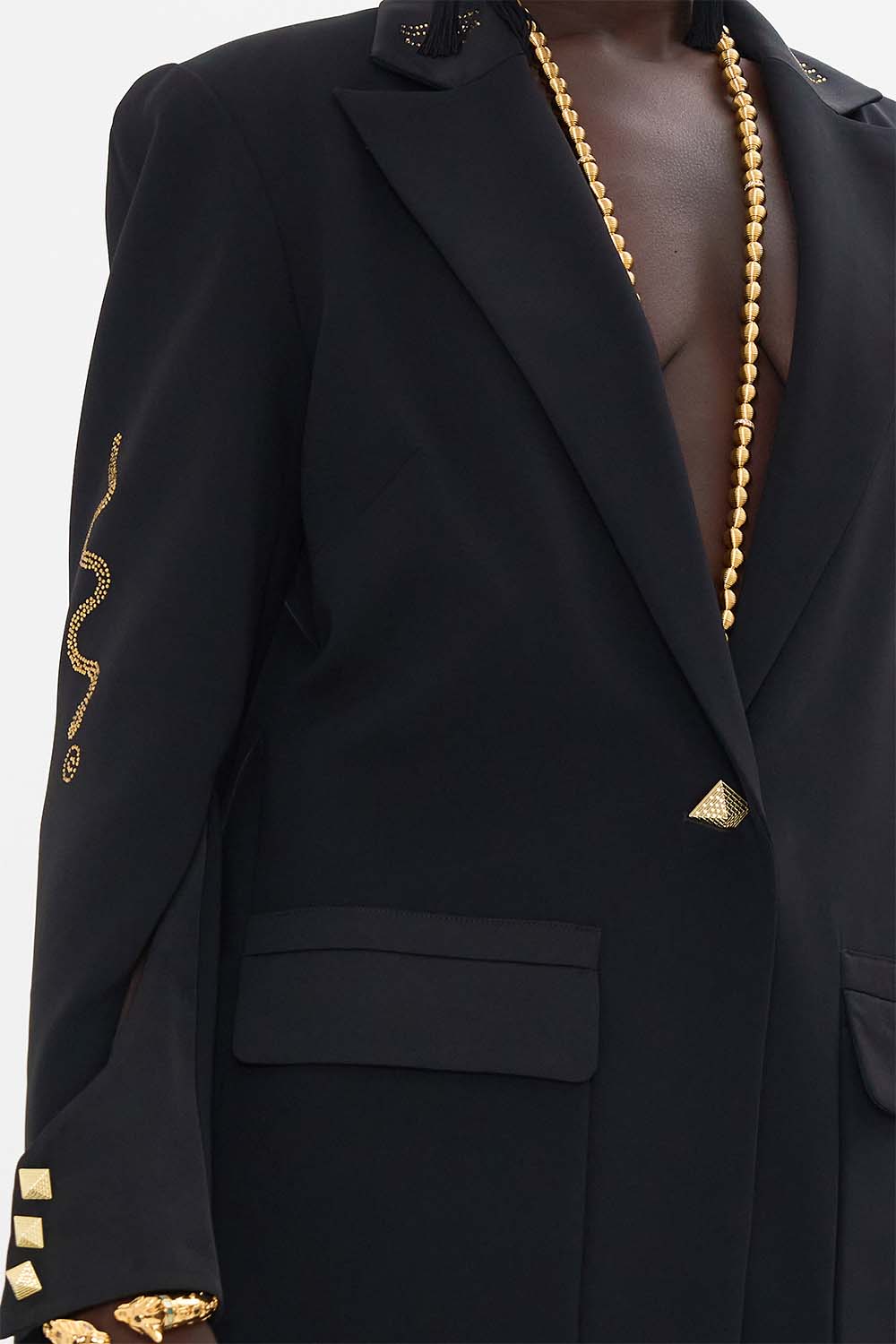 CAMILLA Jacket With Sleeve Cut Out Detail in Cartouche Kingdom print. 