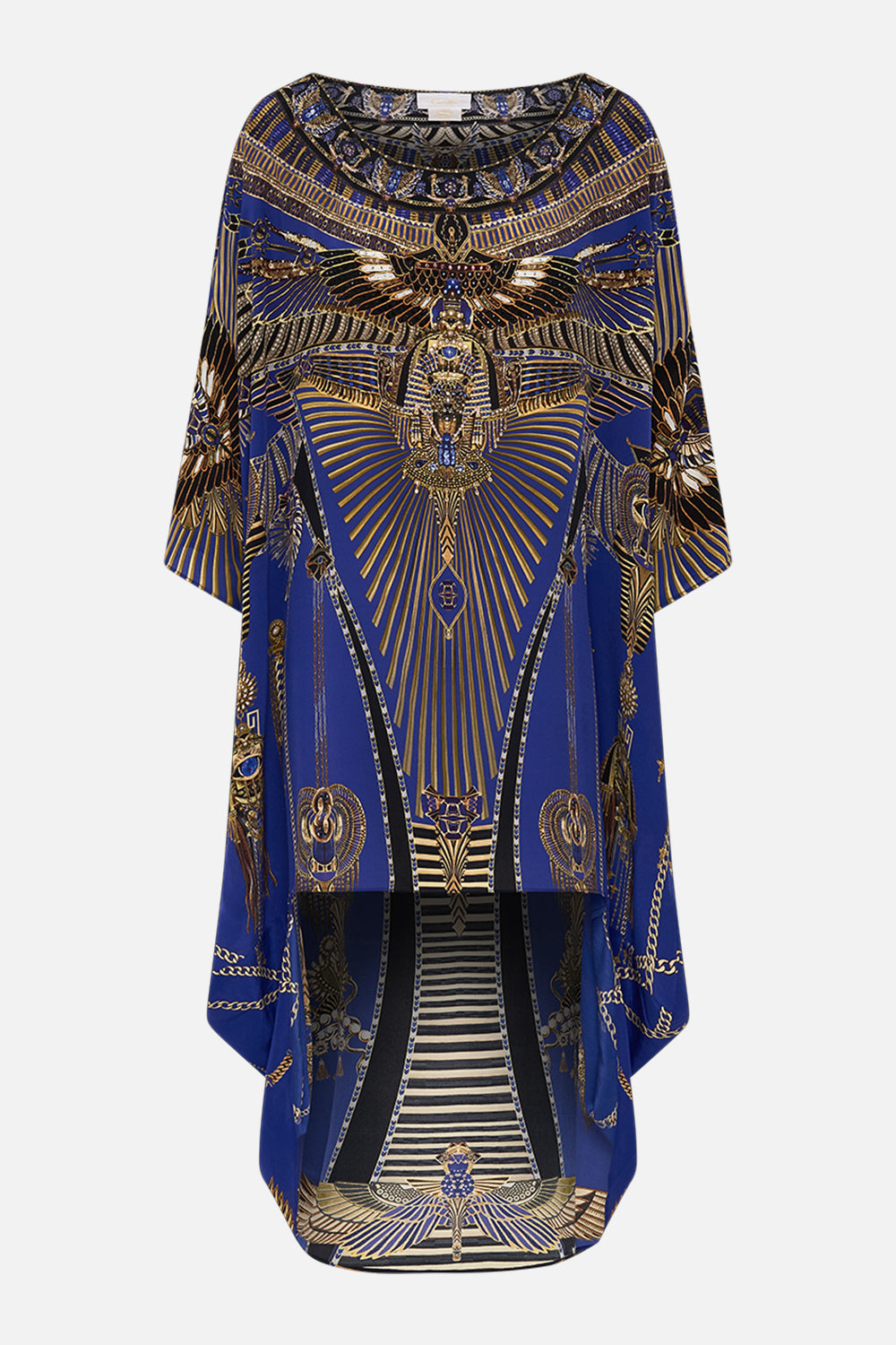 CAMILLA Scoop Back Hem Dress in My Fair Pharaoh print. 