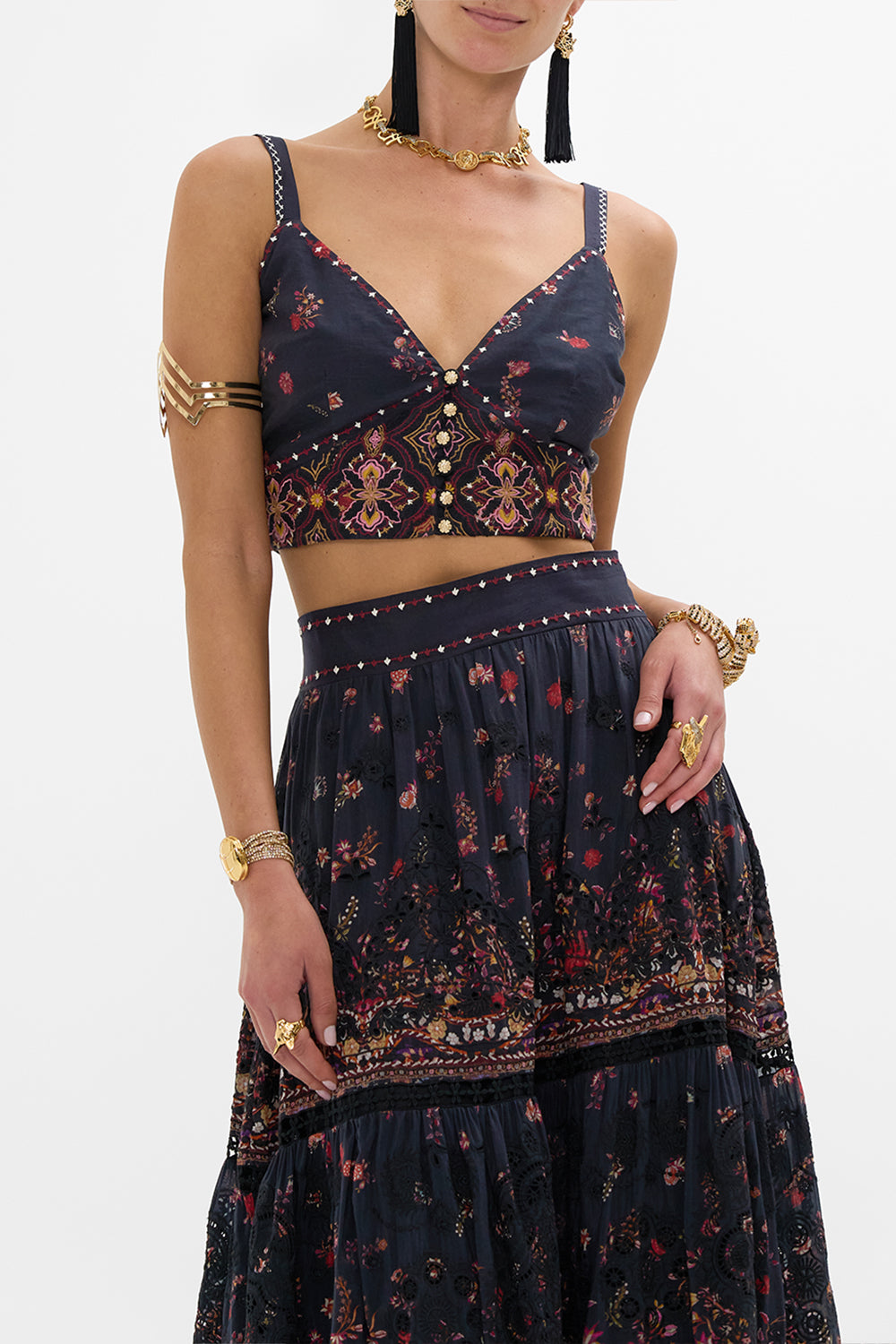 CAMILLA Embroidered Bralette in Loom to Tomb print