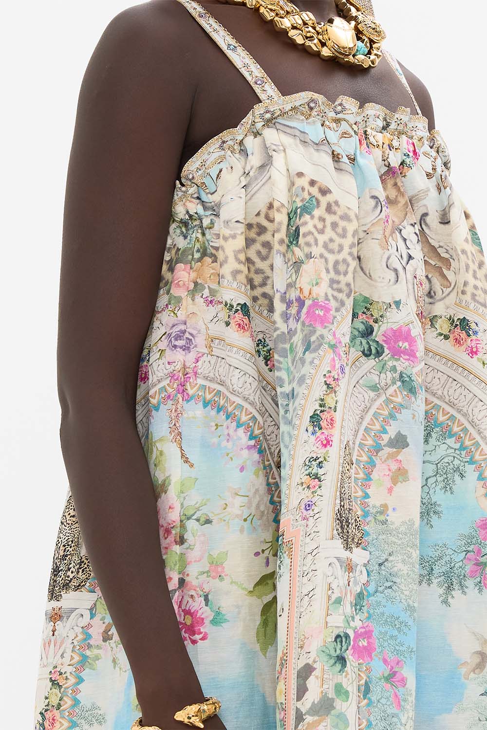 CAMILLA Floral Wide Strap Sundress in We Always Have Alexandria Print. 