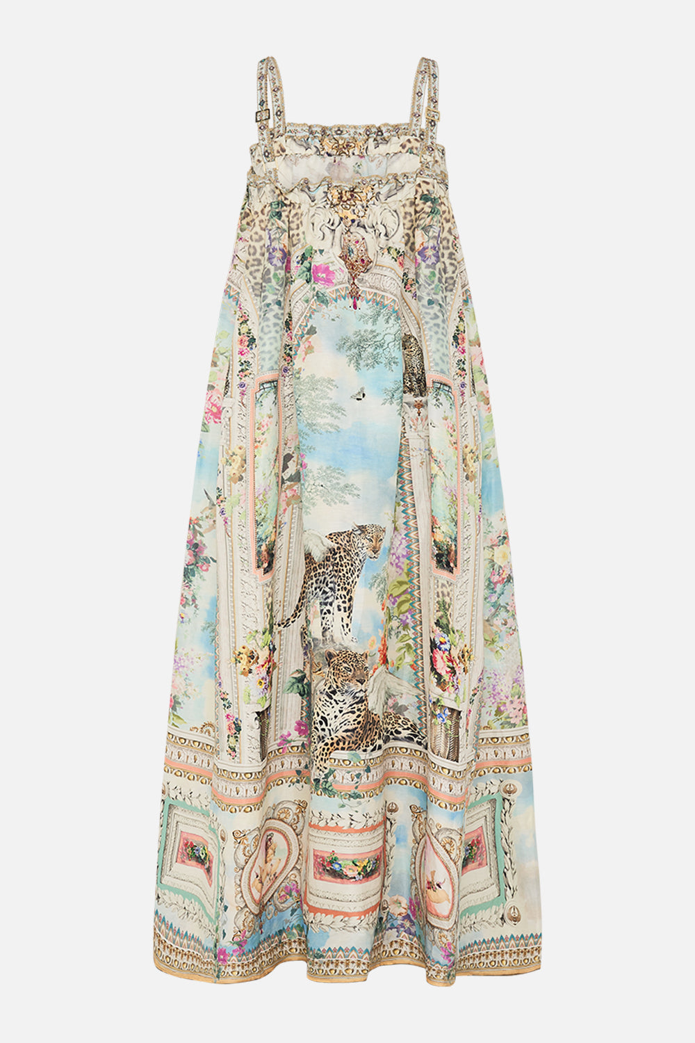 CAMILLA Floral Wide Strap Sundress in We Always Have Alexandria Print. 