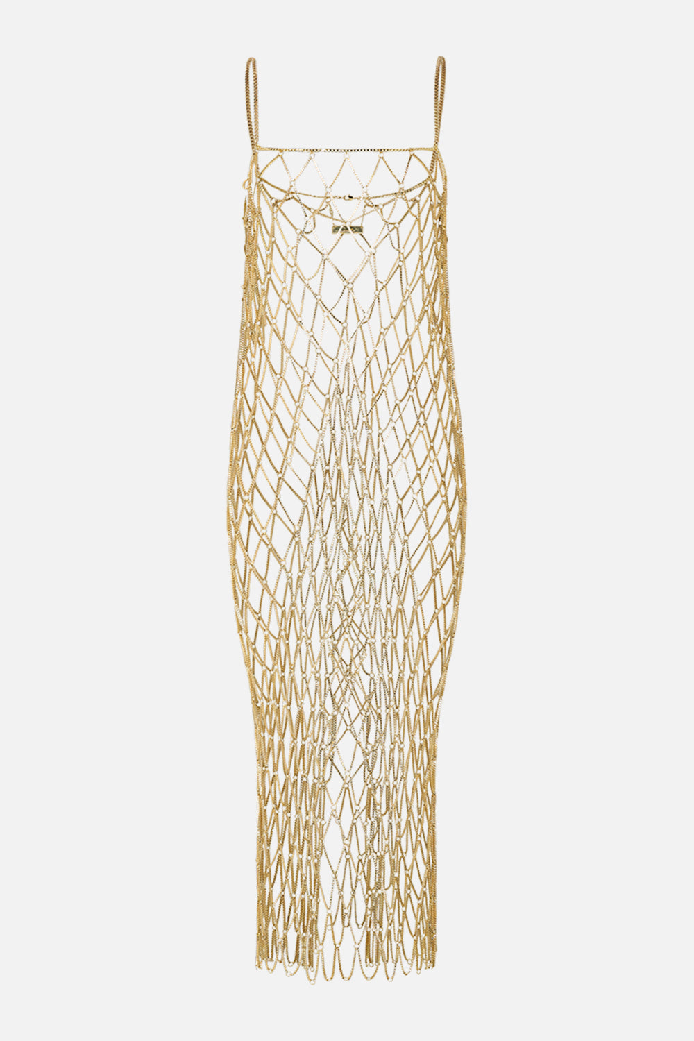 CAMILLA Gold Square Neck Midi Dress in Valley of the Kings Print