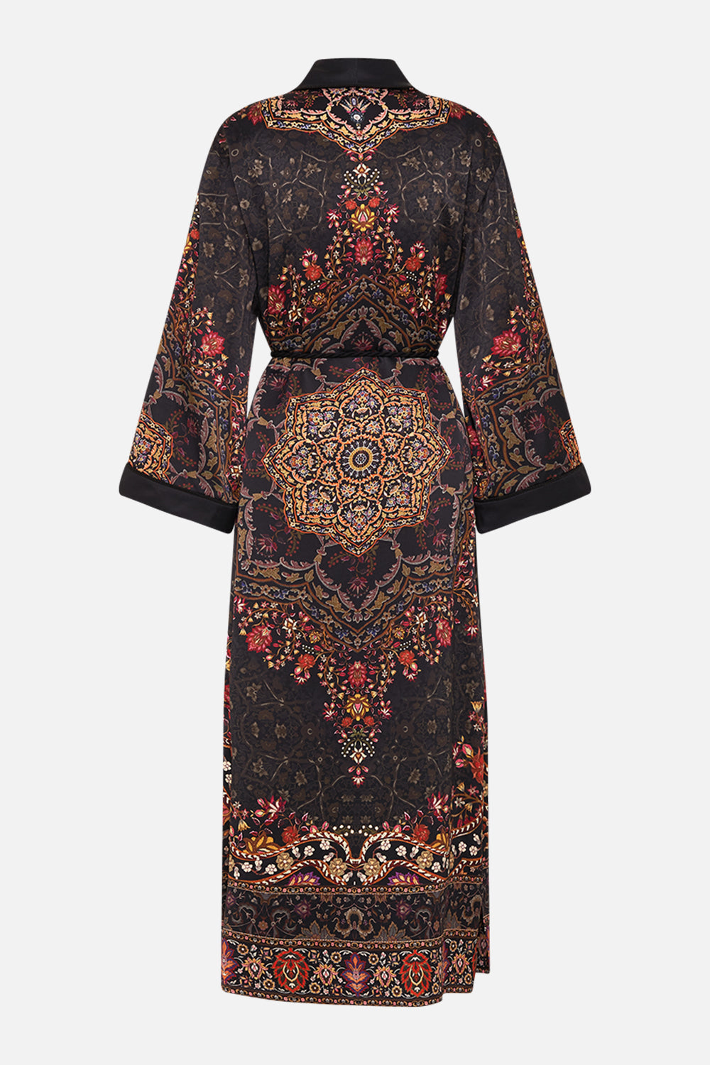 CAMILLA Long Robe with Flared Sleeve in Loom to Tomb print