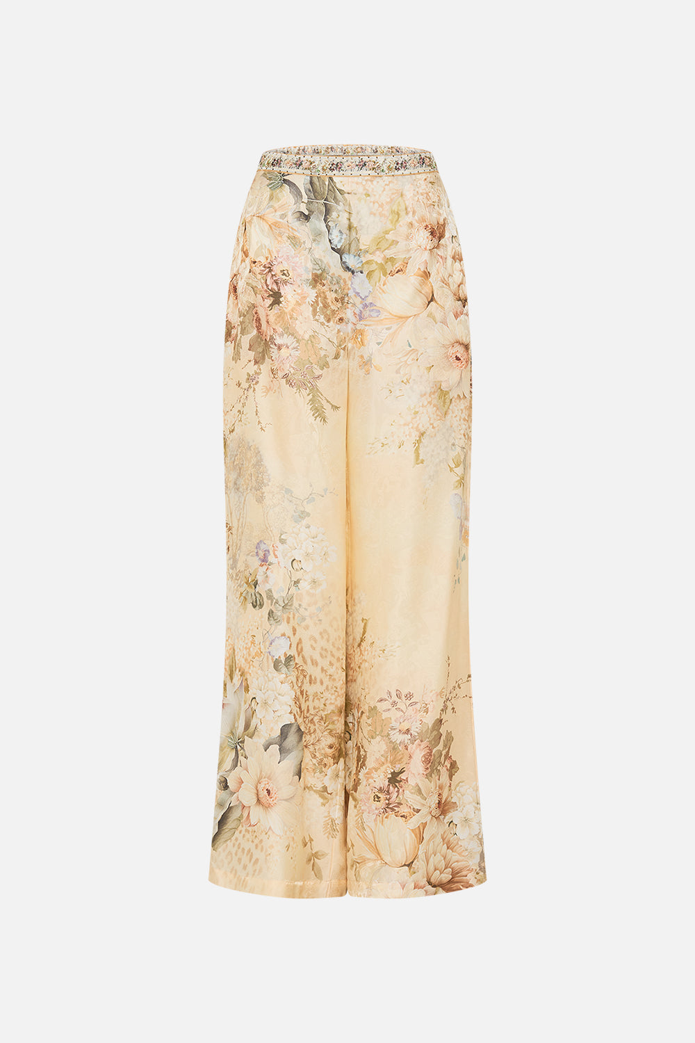 CAMILLA floral minimal wide leg pant in Adorned in Antiquity print. 