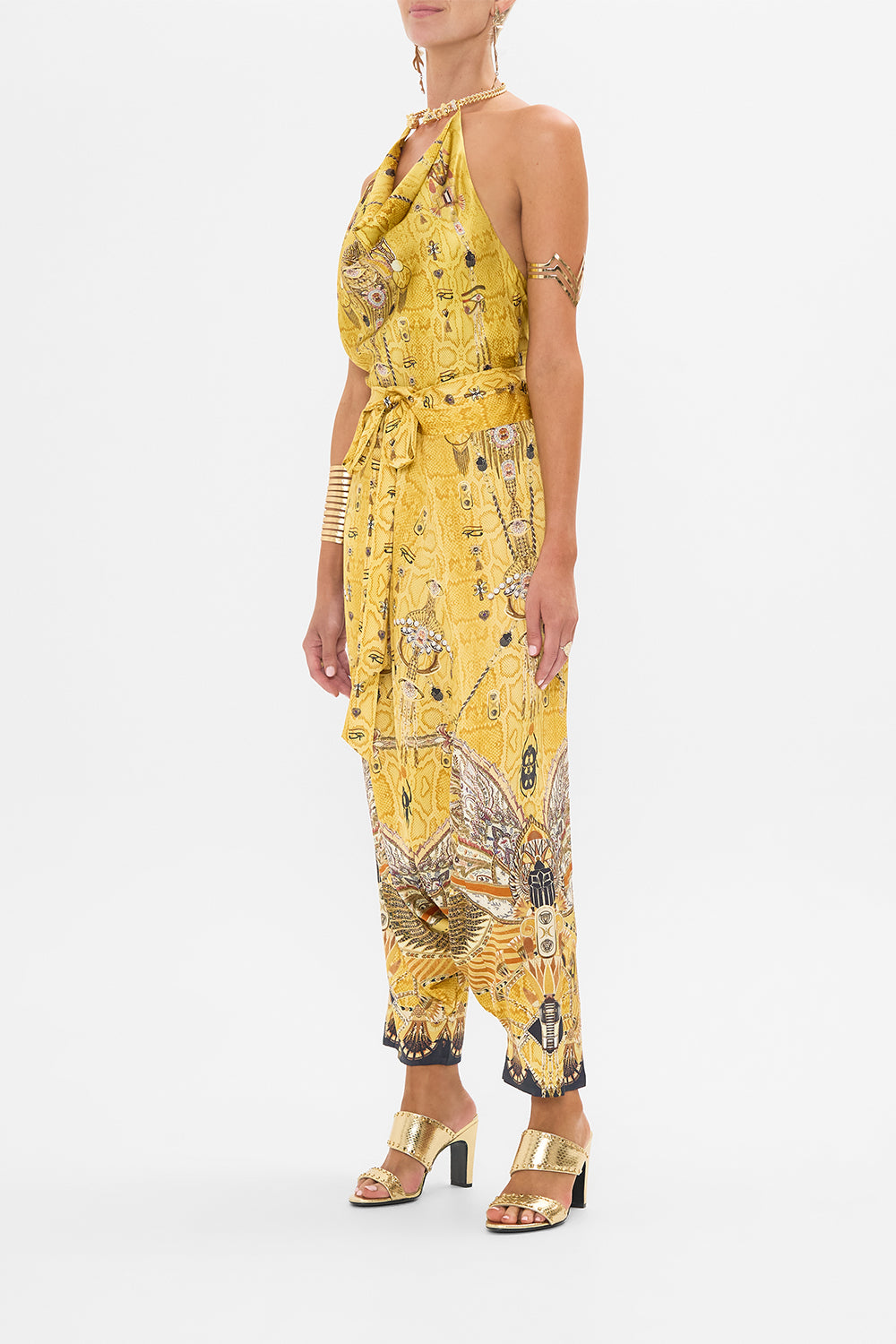 CAMILLA Gold Harem Pants in Valley of the Kings Print