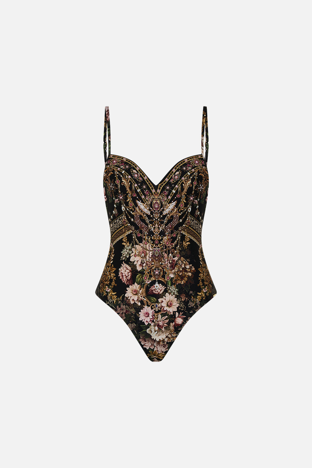 CAMILLA concealed underwire one piece in Dynasty Daze print. 