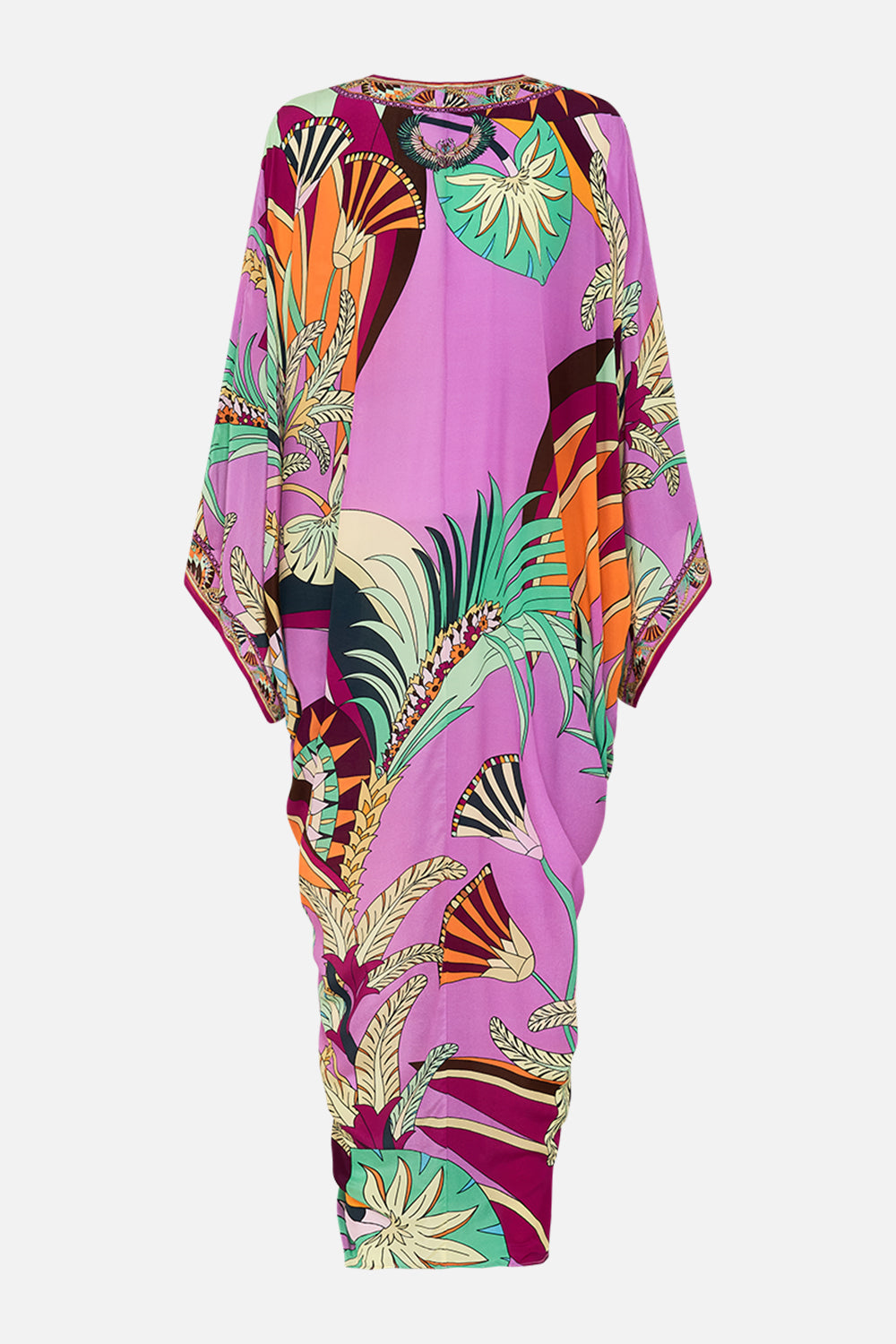 CAMILLA T Shape Long Kaftan in Giza Goddess print. 