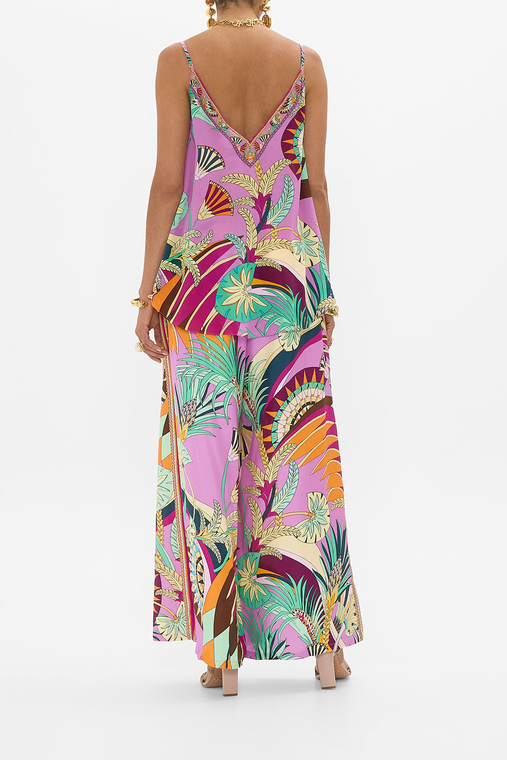 CAMILLA Tuck Front Pant in Giza Goddess print. 