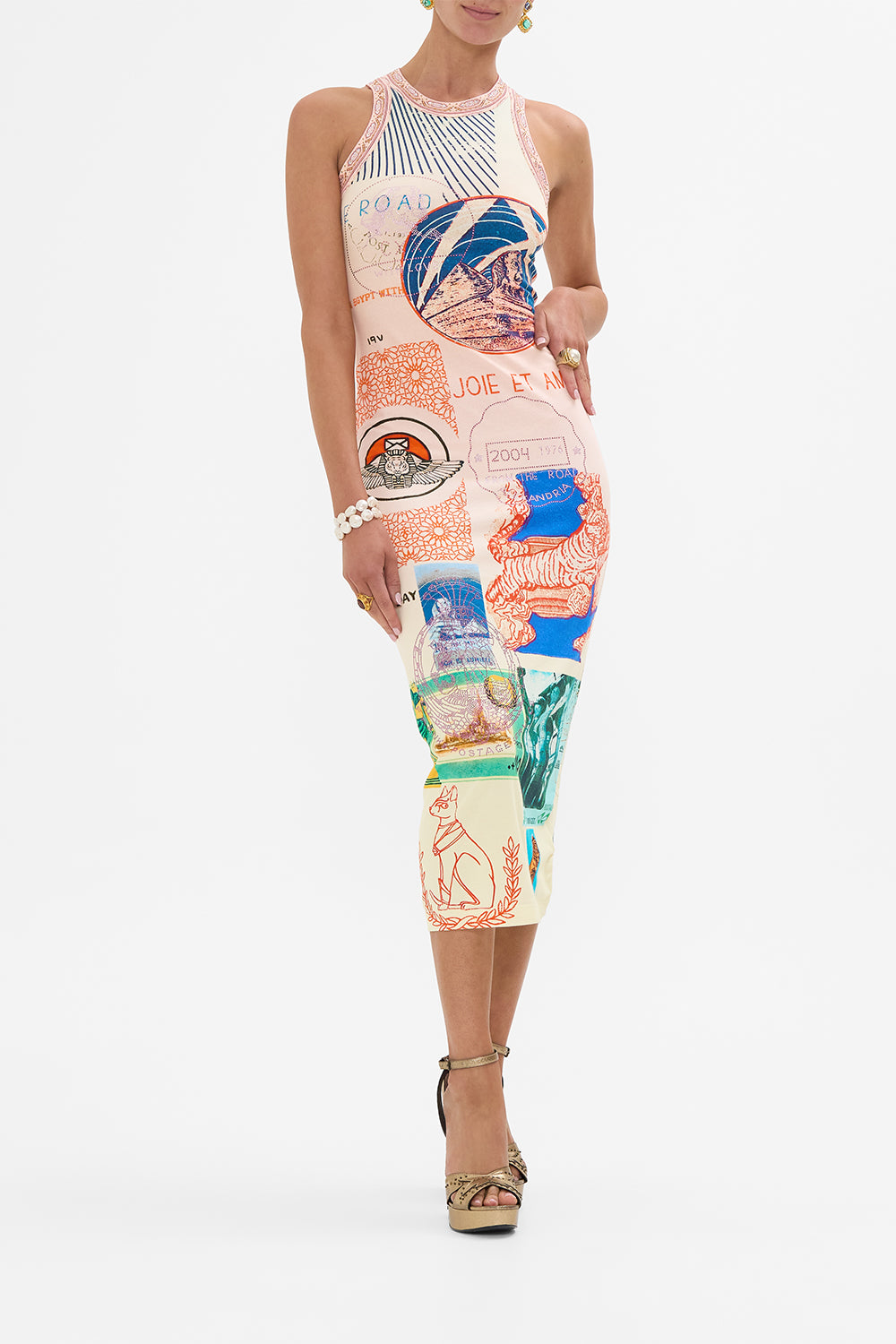 CAMILLA  jersey tank dress in Haute Passport print.  