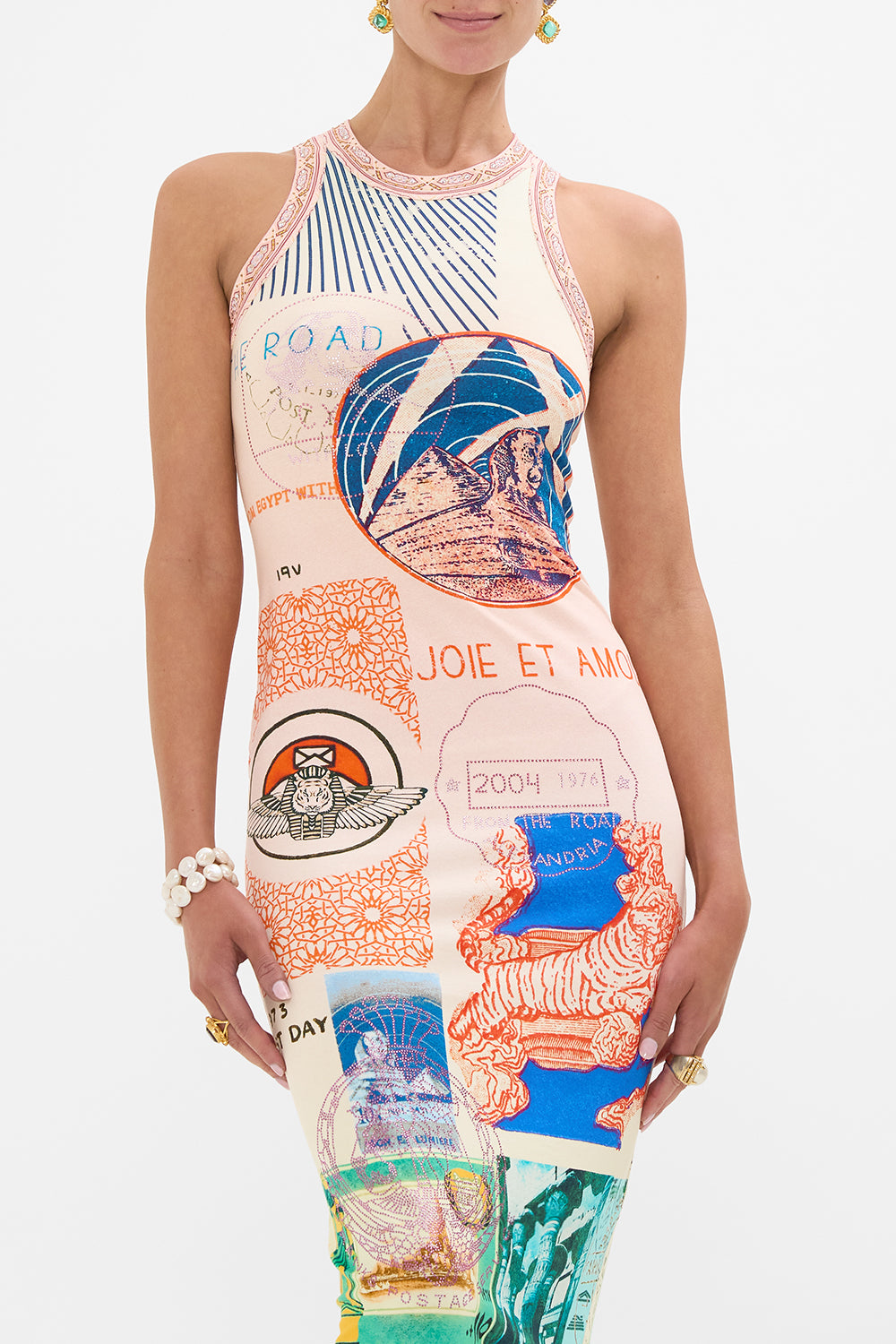 CAMILLA  jersey tank dress in Haute Passport print.  