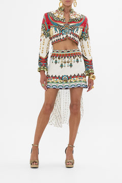 CAMILLA Open Front Jacket with Full Length Back in Valley of the Queens print