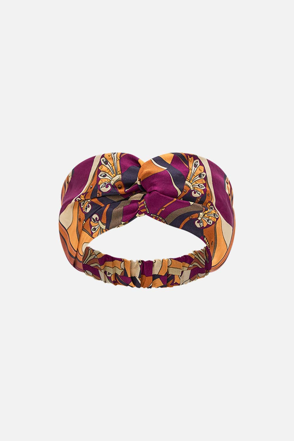 CAMILLA Woven Twist Headband in Desert Delerium print. 