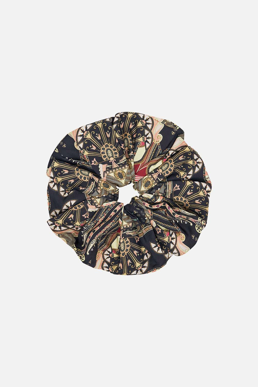CAMILLA Black Gold Oversized Scrunchie in They Called Her Nefertari print