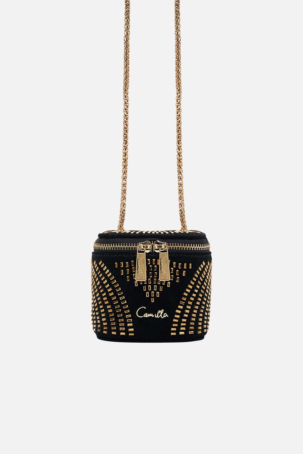 CAMILLA Mini Box Bag in Solid Black print. 