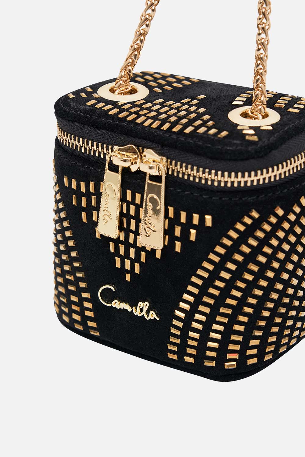 CAMILLA Mini Box Bag in Solid Black print. 