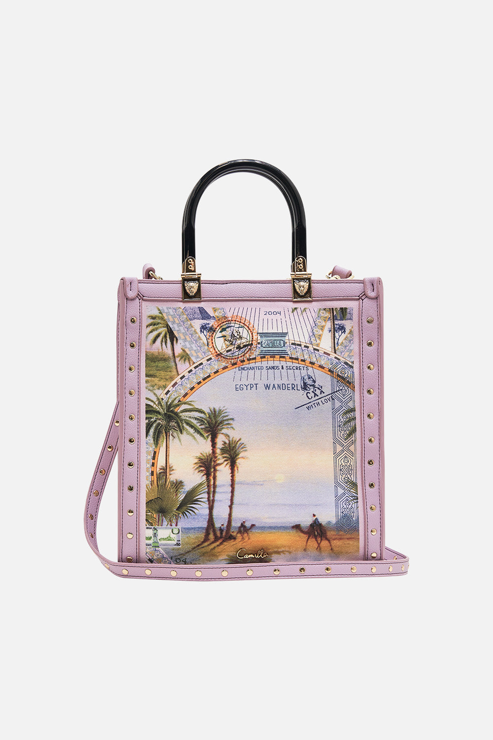 CAMILLA  north south tote with smooth handle in Call Me in Cairo print 