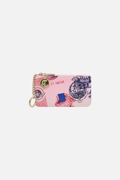 CAMILLA zipped cardholder pouch in Haute Passport print.