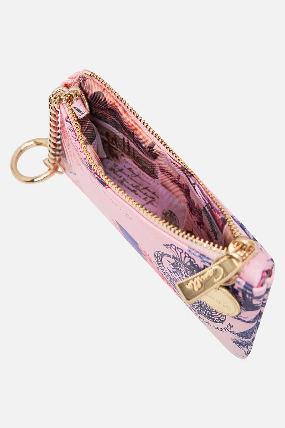 CAMILLA zipped cardholder pouch in Haute Passport print.