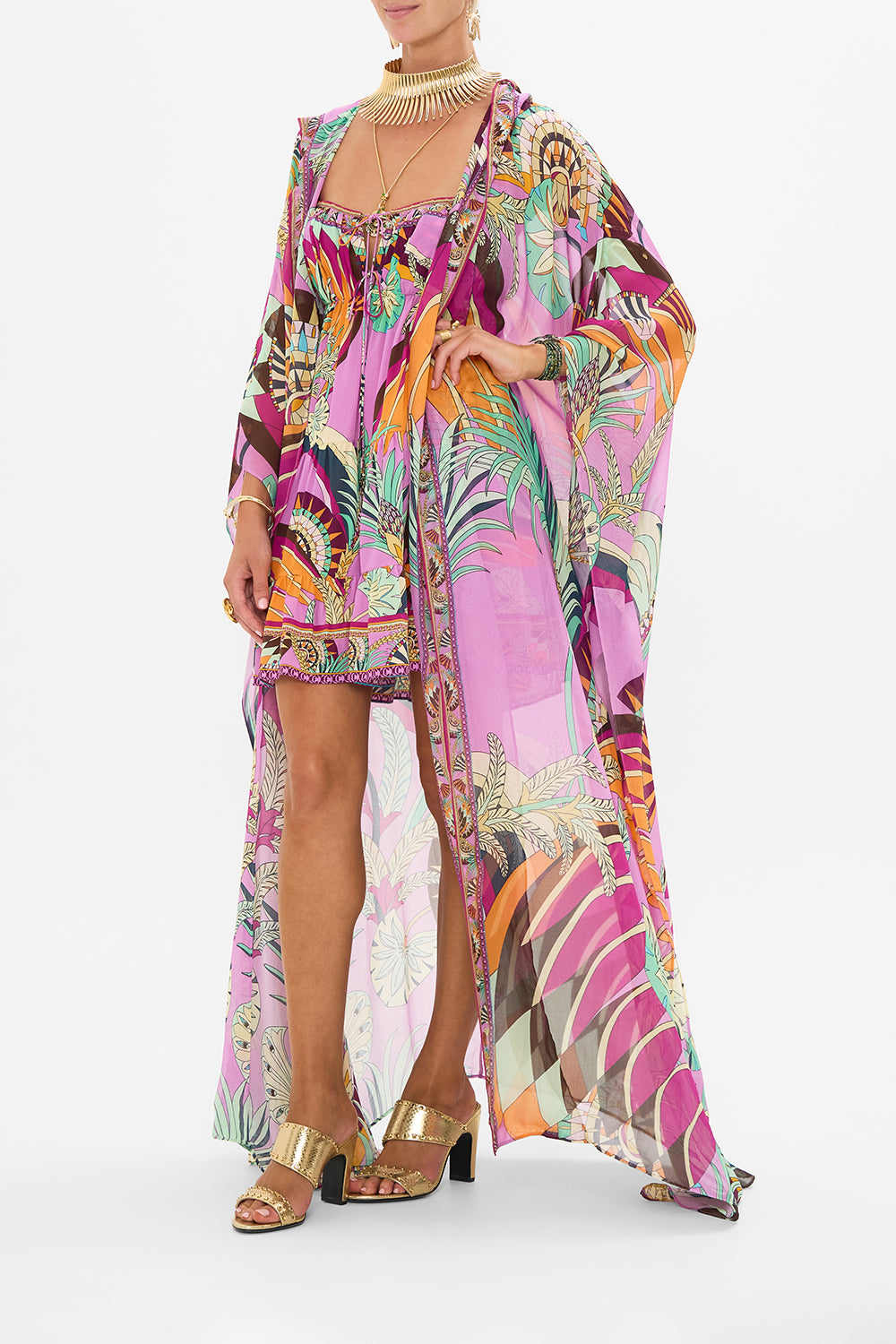 CAMILLA Oversized Robe in Giza Goddess print. 