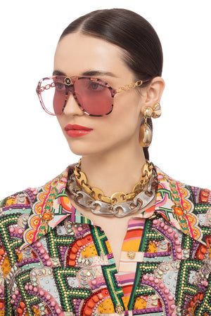 DIFF Becky II Oversized Sunglasses for Women UV400 Protection Cream  Tortoise + Pink Mirror - Walmart.com