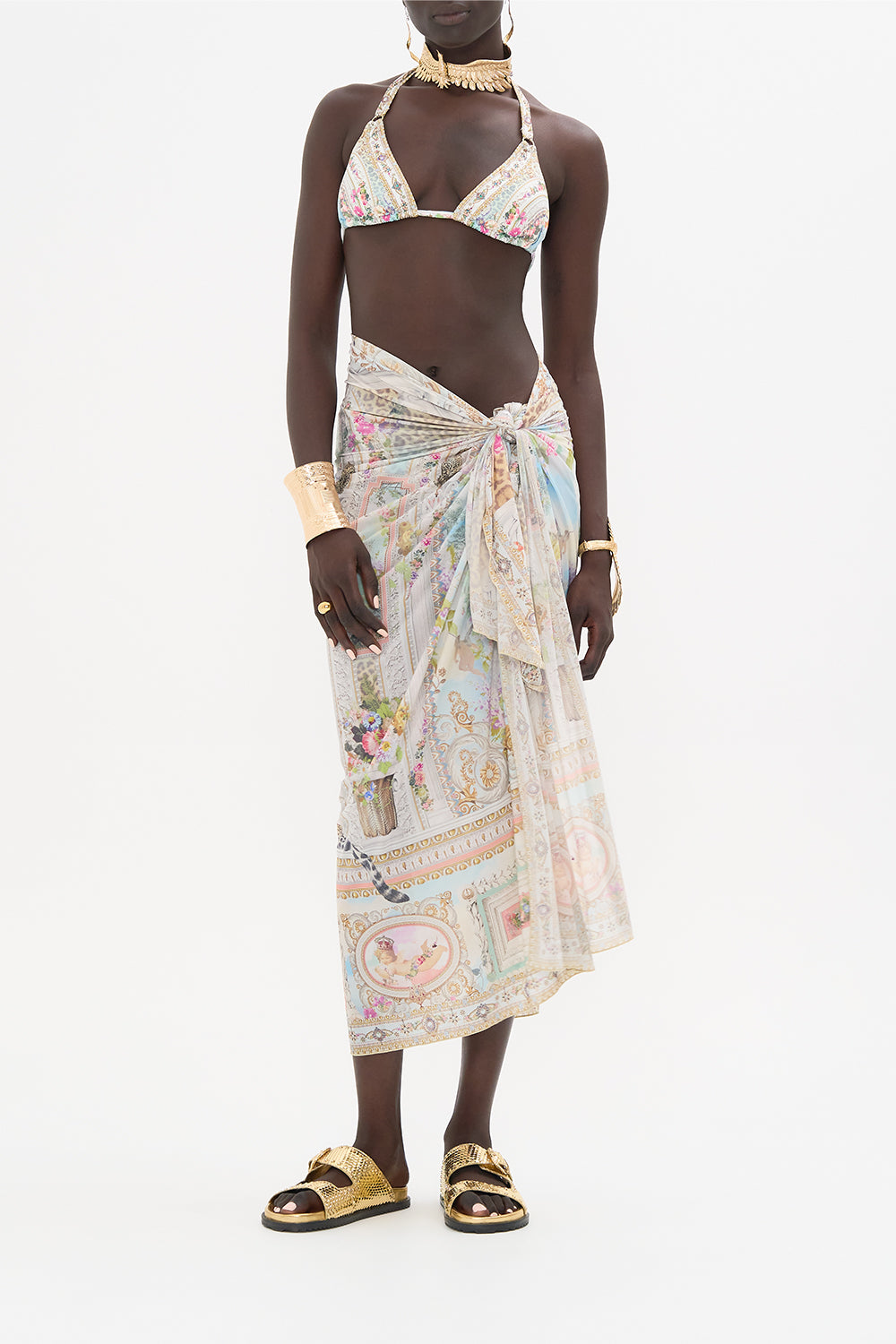 CAMILLA Floral Long Sarong in We Always Have Alexandria Print. 