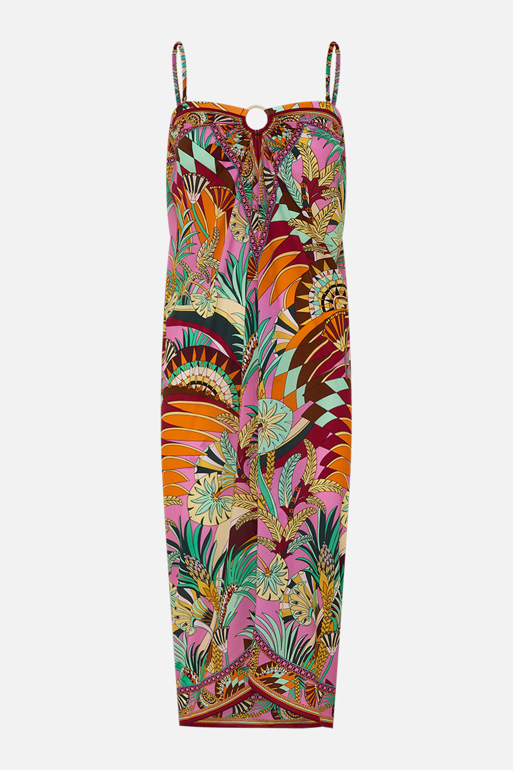 CAMILLA Ring Trim Long Sarong in Giza Goddess print. 