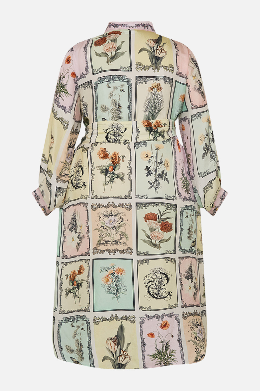 CAMILLA silk shirt dress in Long Live Letterpress print