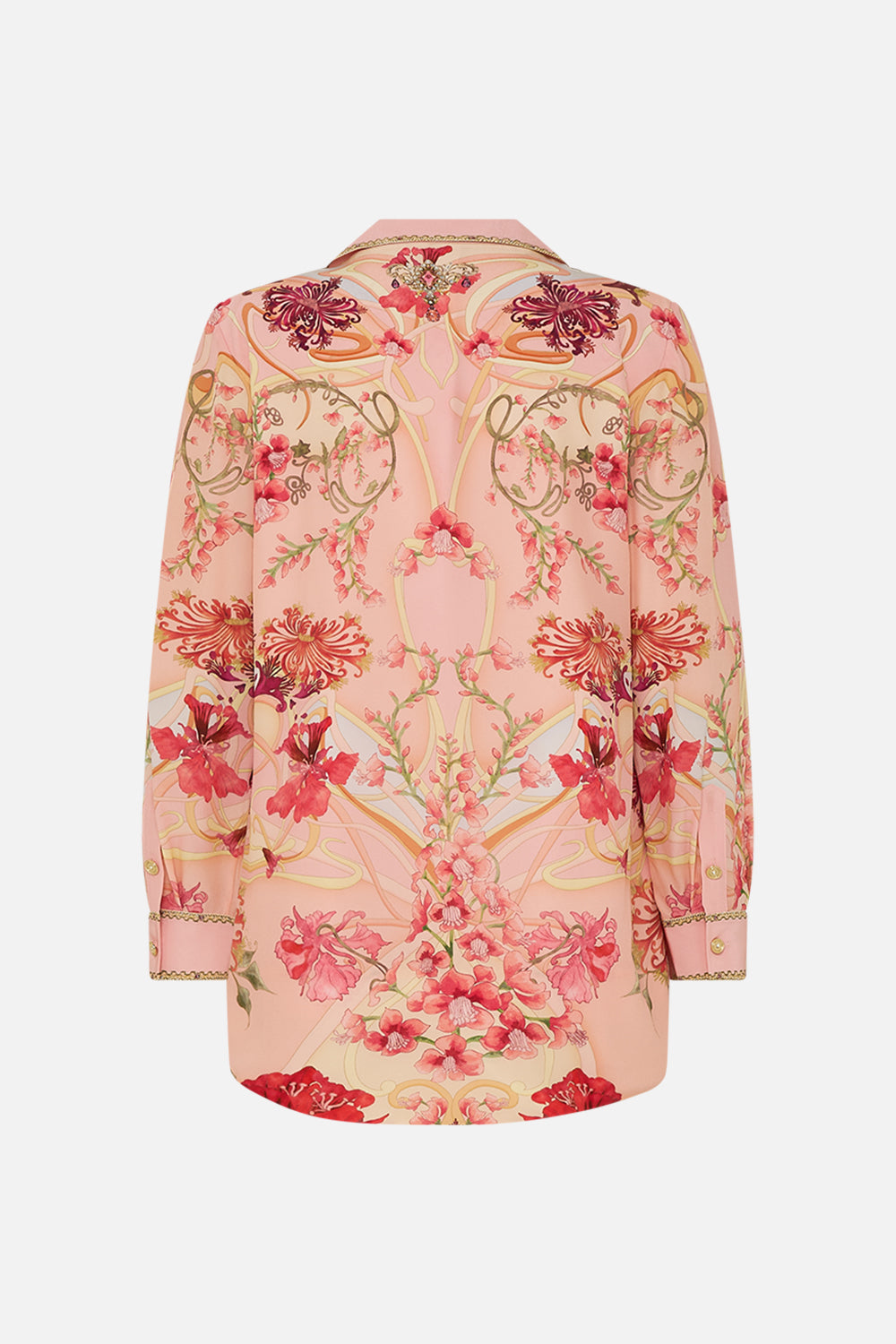 DOUBLE BREASTED SOFT JACKET BLOSSOMS AND BRUSHSTROKES