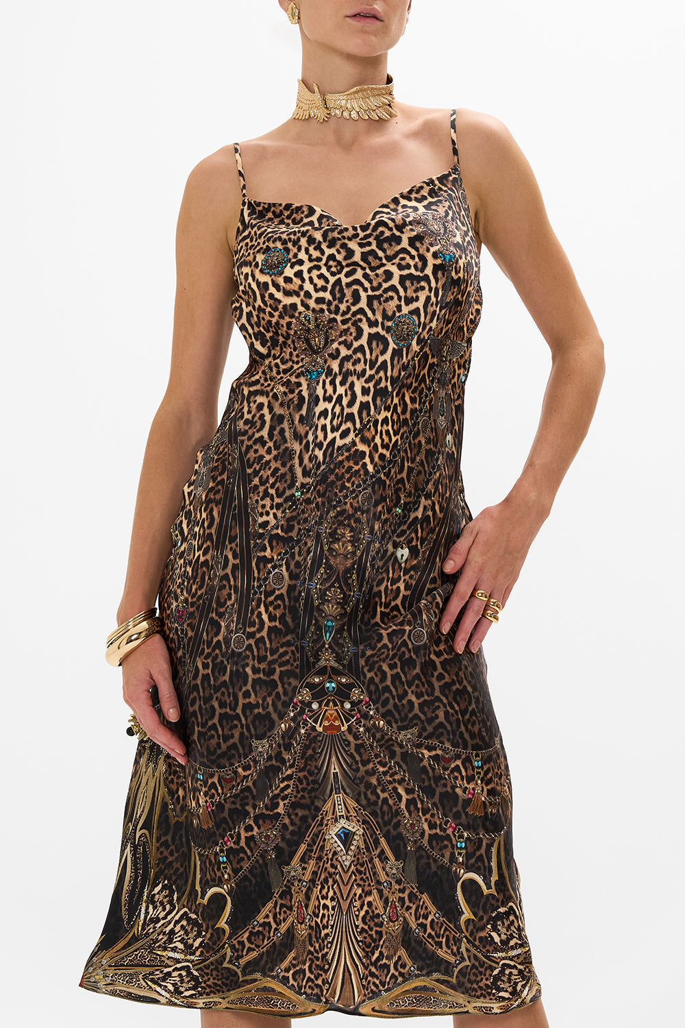 CAMILLA Leopard Long Bias Slip in Amsterglam