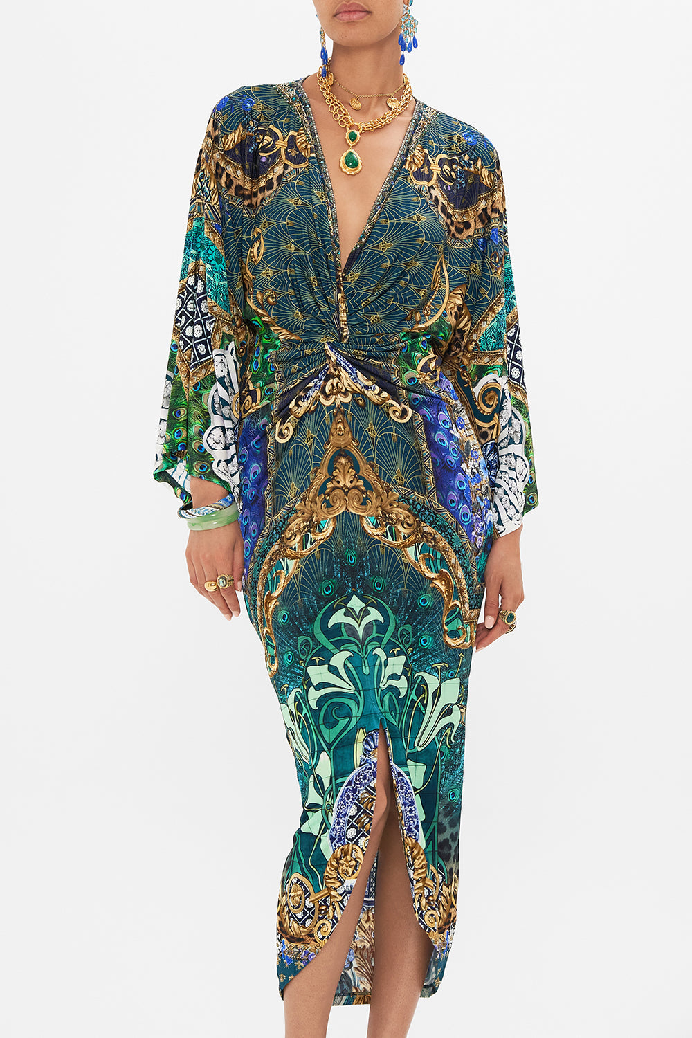 LONG SPLIT FRONT TWIST DRESS CAT WORSHIP