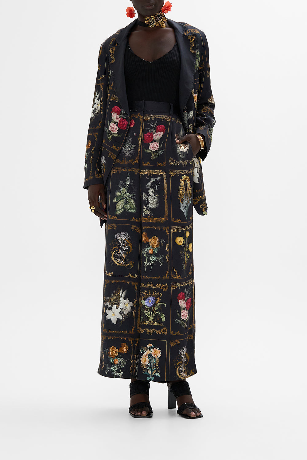 CAMILLA Black Wide Leg Waisted Pant in Magic in the Manuscripts