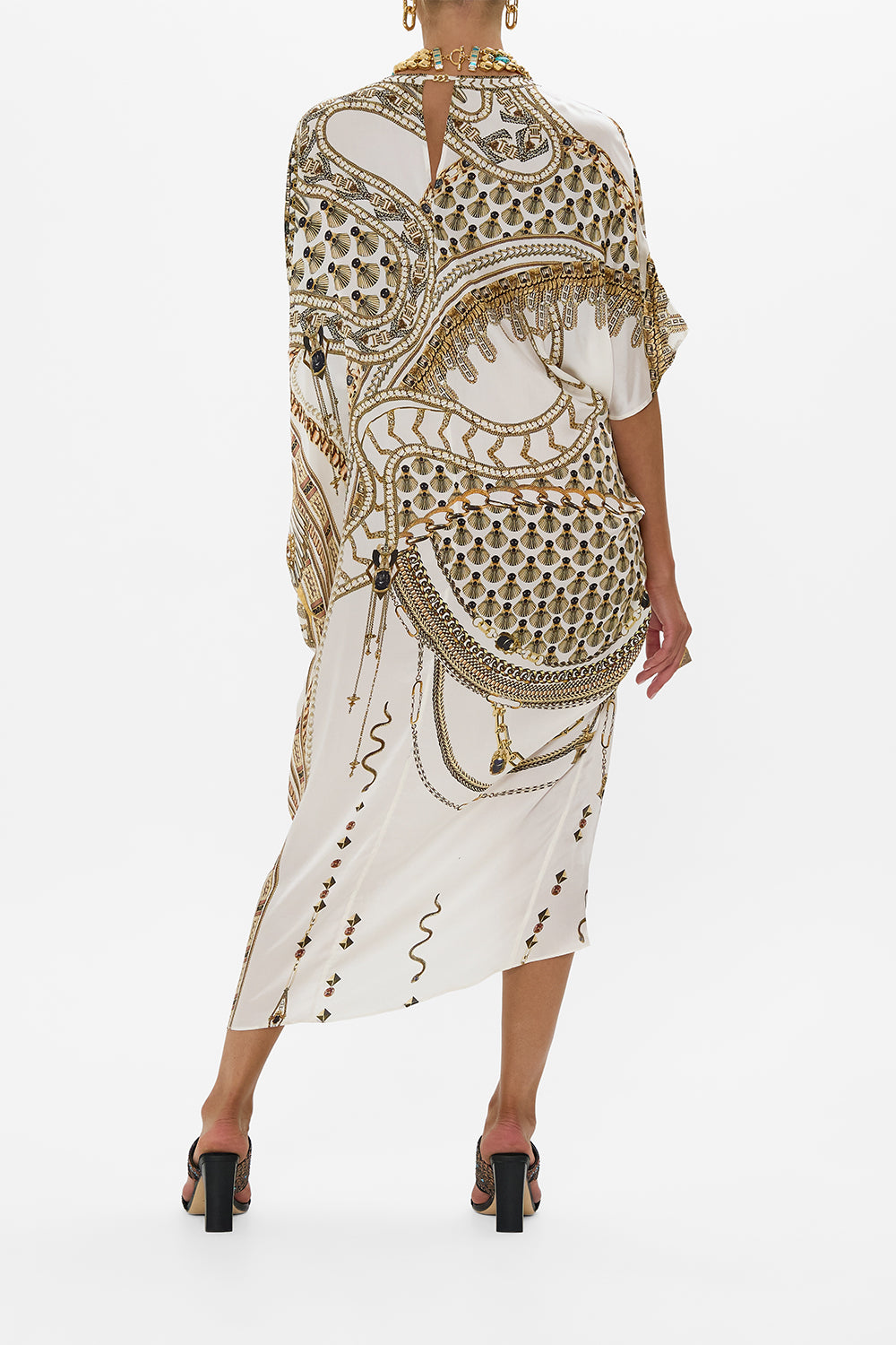 V NECK GATHERED SHOULDER DRAPED KAFTAN GODDESS ENERGY