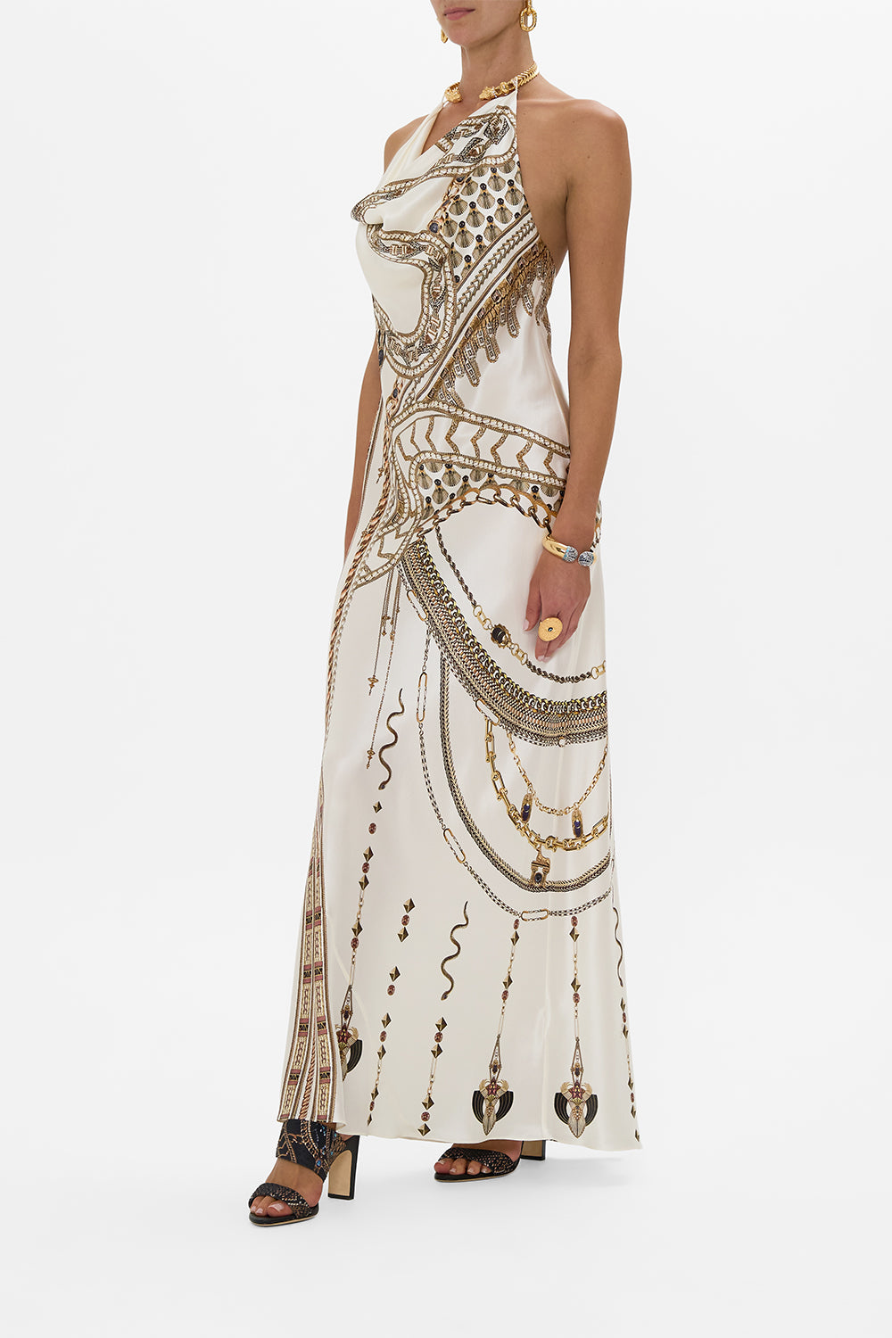 DRAPED LONG DRESS WITH NECKPIECE GODDESS ENERGY