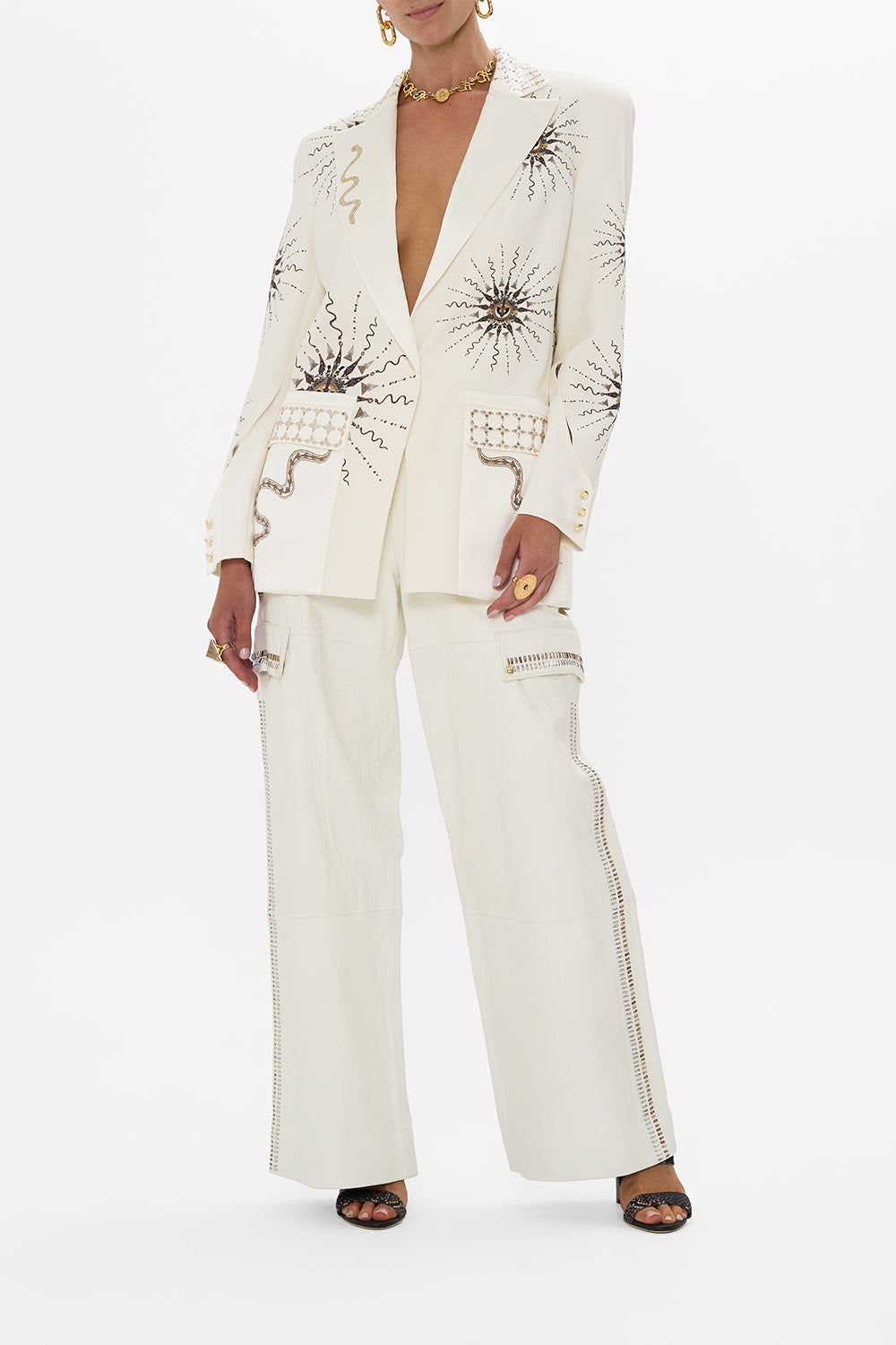 CAMILLA Jacket With Sleeve Cut Out Detail in Goddess Energy print