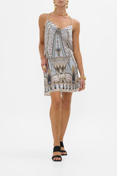 CAMILLA Short Bias Halter Dress in Sahara Starlet print