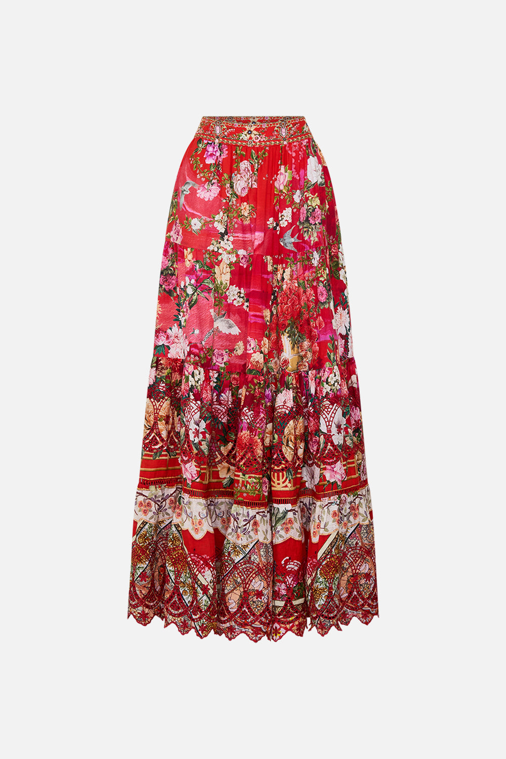 CAMILLA Tiered maxi skirt in Sweet home Alexandria print.