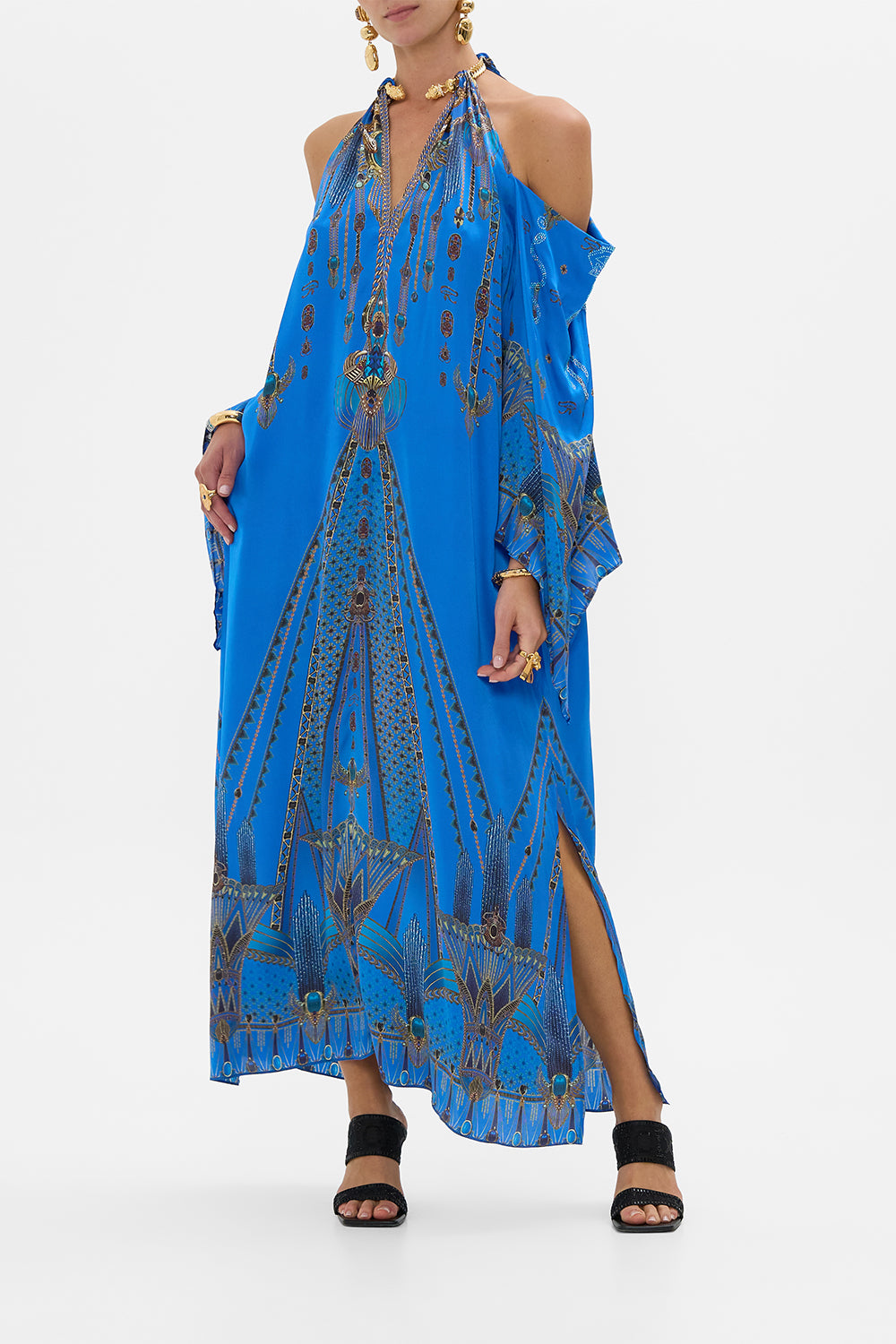 The Archival Revival Flared Sleeve Cold Shoulder Long Kaftan