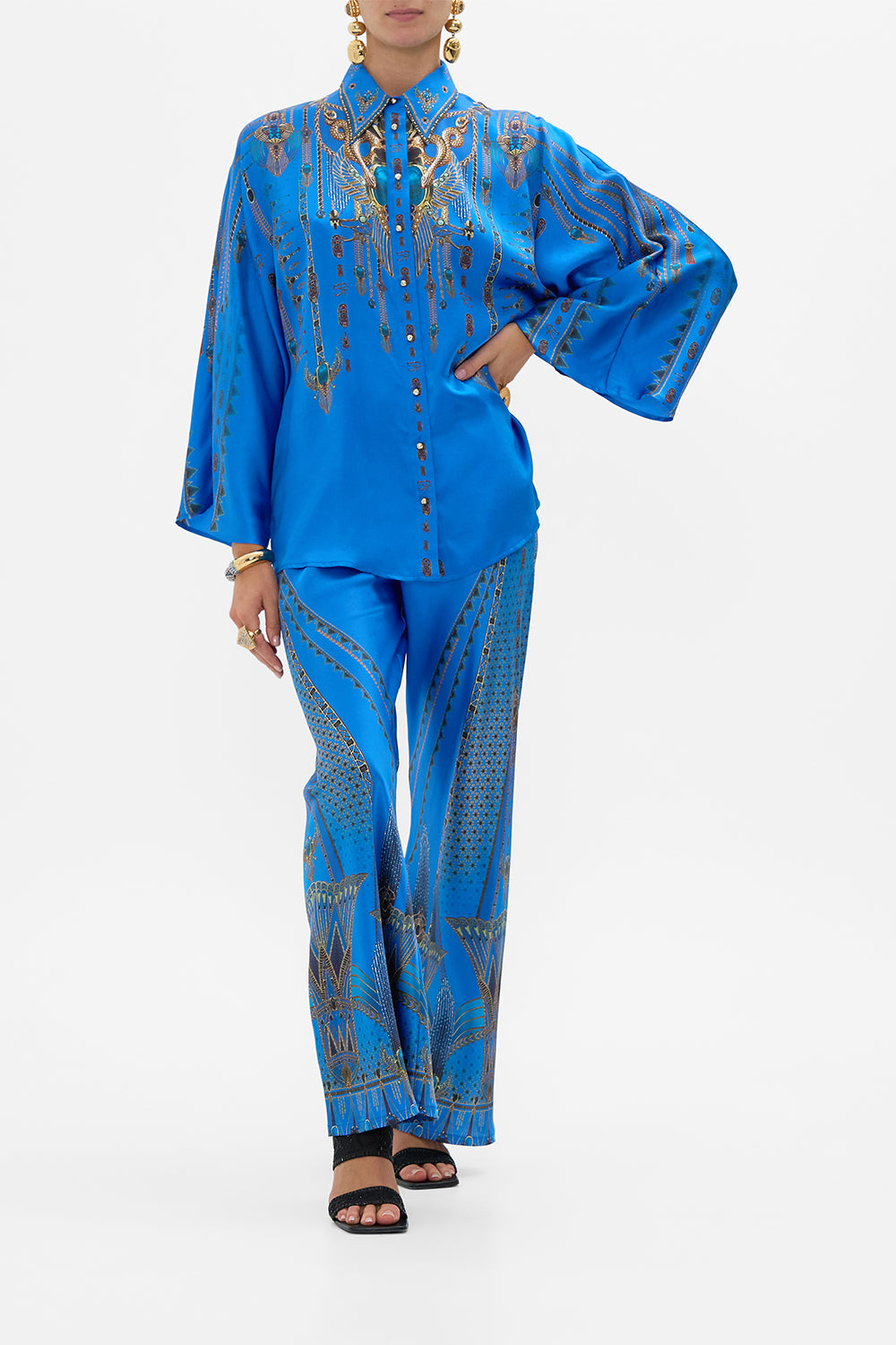 CAMILLA Wide Sleeve Blouse in Archival Revival print