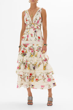 CAMILLA Tiered ruffle hem dress in Egyptian rose print.