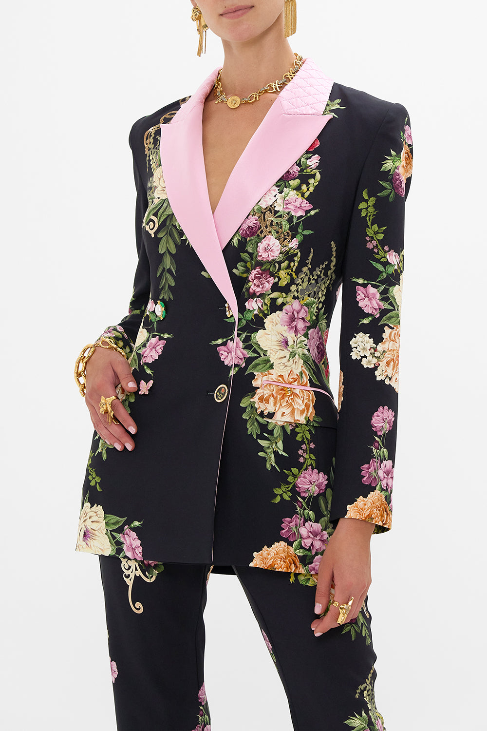 TAILORED DOUBLE BREASTED JACKET ADORNED IN ALEXANDRIA