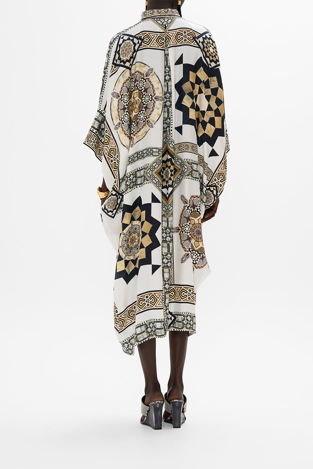 CAMILLA Batwing Kaftan in Tile Style Print.