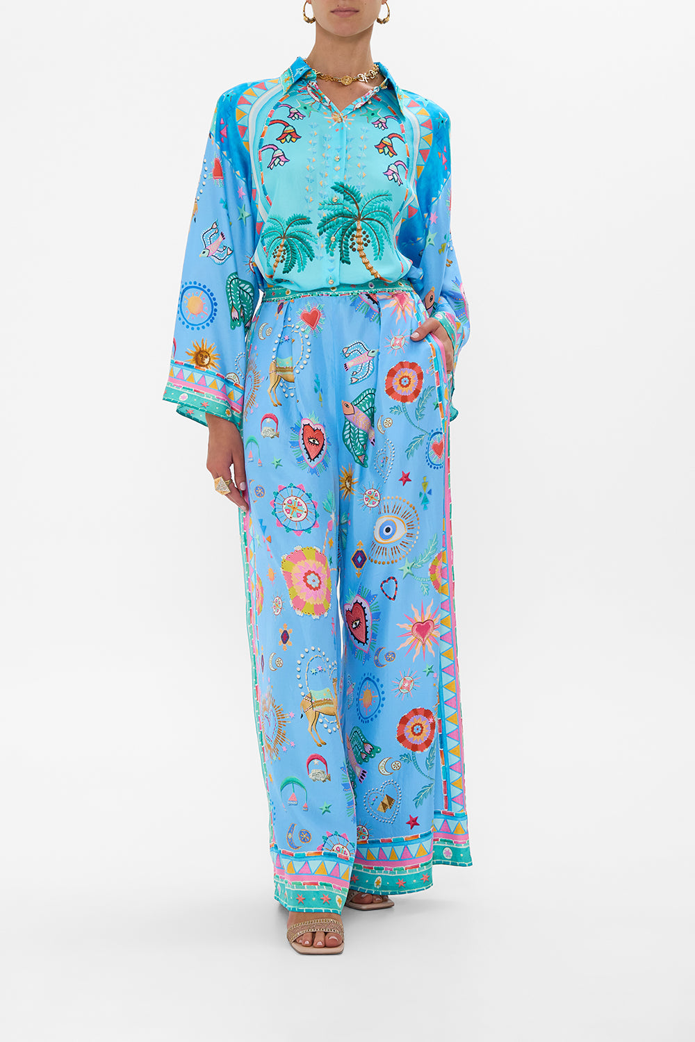 CAMILLA Tuck Front Pant in A Painted Village print