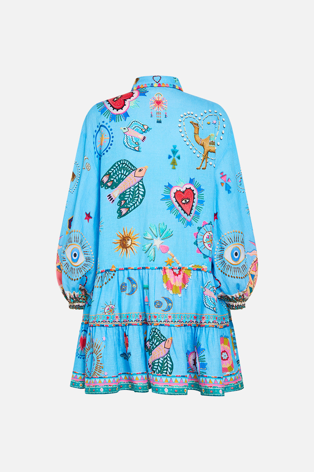 LONG SLEEVE TIERED SHIRT DRESS A PAINTED VILLAGE