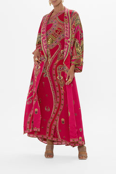 CAMILLA Long Robe With Narrow Collar in Kissed By A Cobra print