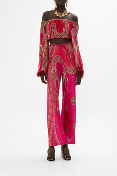 CAMILLA Bias Cut Drawstring Pant in Kissed By A Cobra print