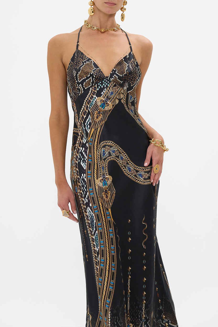 CHAIN DETAIL SLIP DRESS JAGUAR