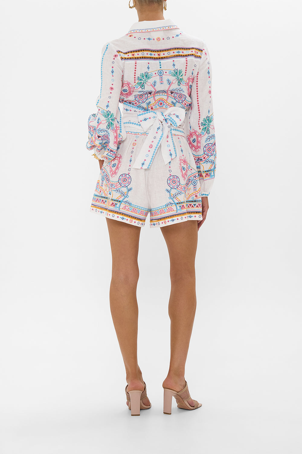 The CAMILLA TUCK FRONT SHORT WITH BELT LIVING IN COLOUR