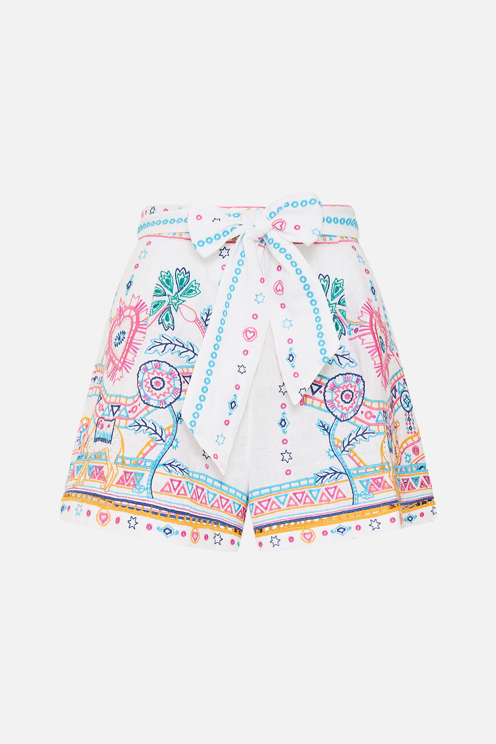 The CAMILLA TUCK FRONT SHORT WITH BELT LIVING IN COLOUR