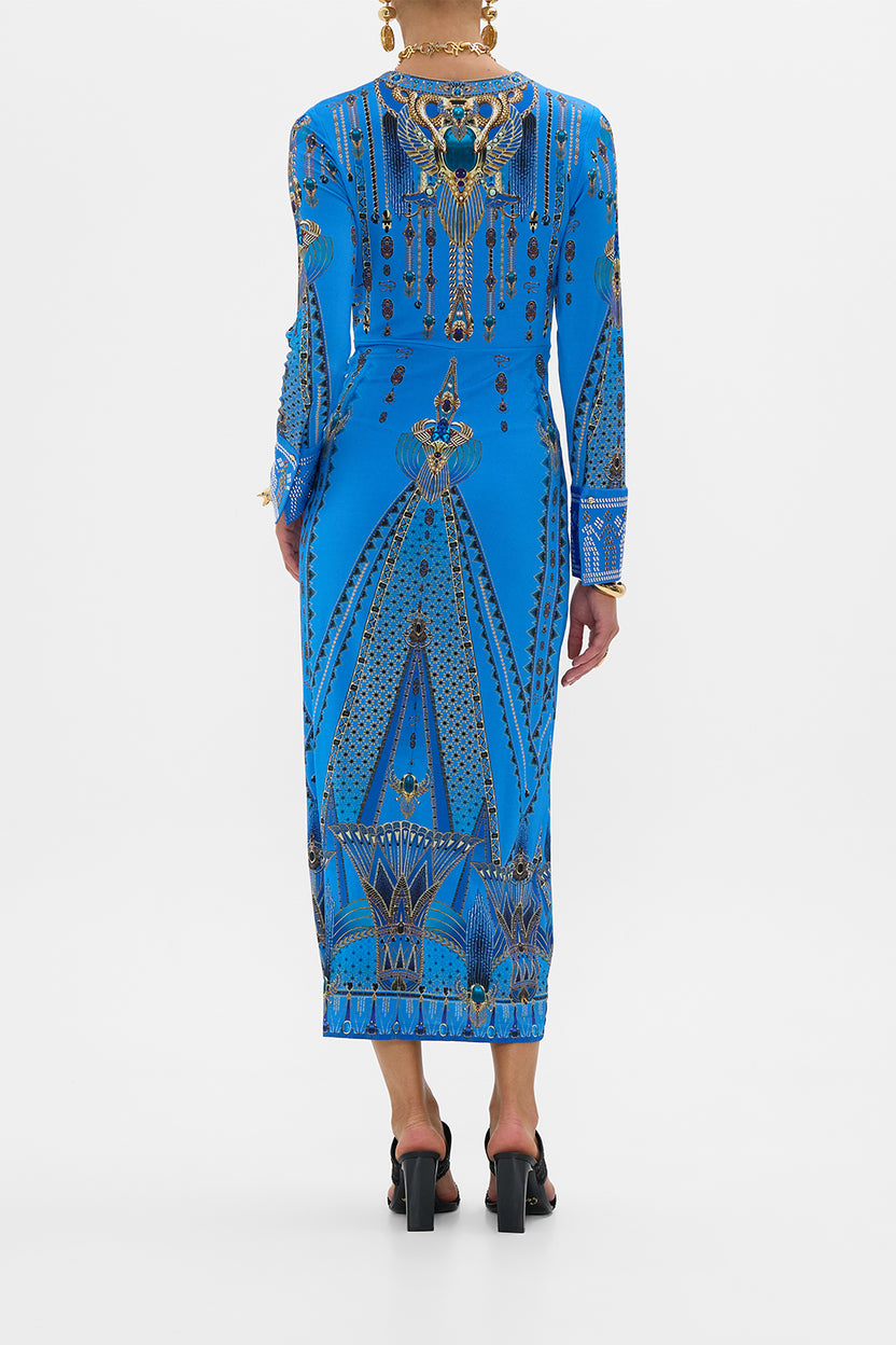 LONG V NECK TWIST FRONT JERSEY DRESS THE IMPERIAL GATE