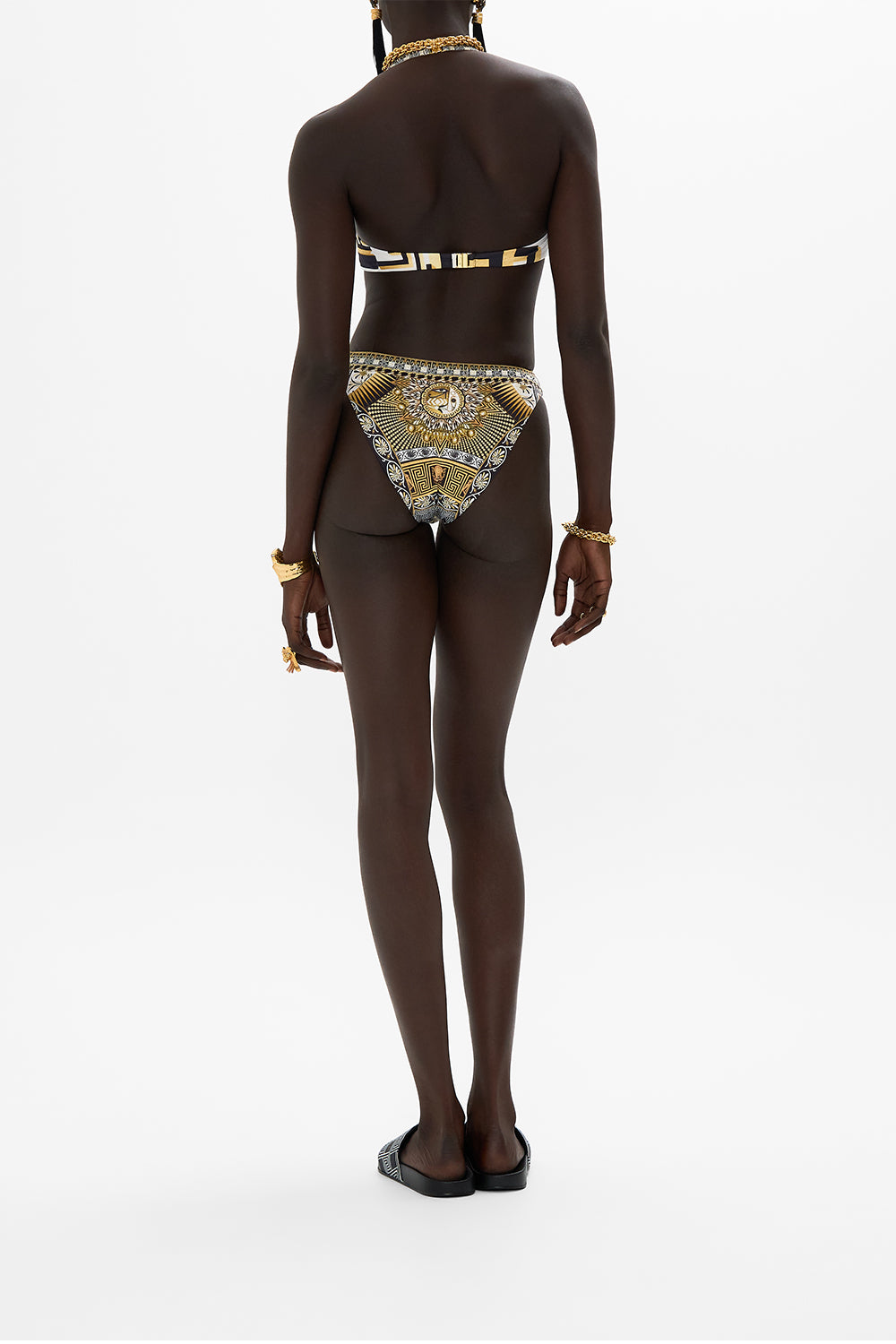 CAMILLA Tri-Ring Front Cut Out One Piece in Temples Of Dendara Print.